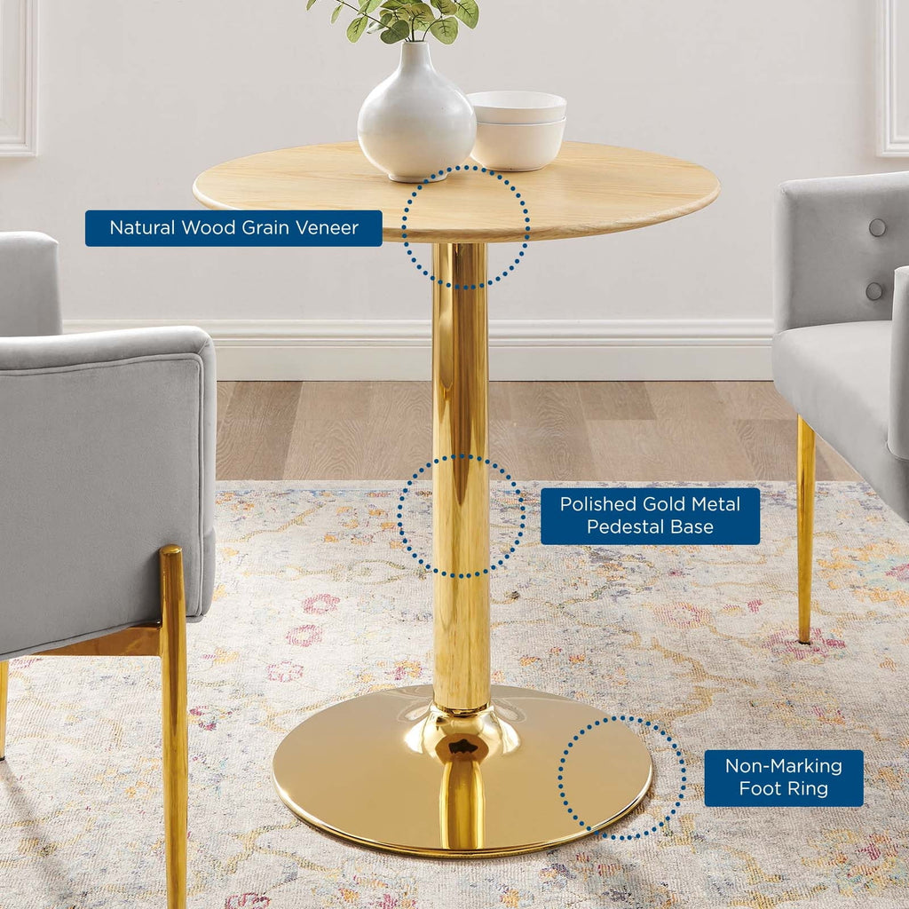 28" Round Wood & Metal Dining Table K926
