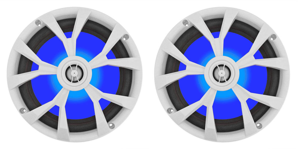 8x22 900 Watt White 2-Way Marine Boat Speakers with LED G4372