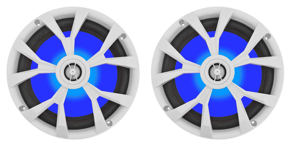 8x22 900 Watt White 2-Way Marine Boat Speakers with LED G4372