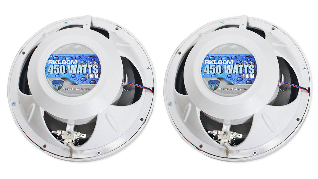 8x22 900 Watt White 2-Way Marine Boat Speakers with LED G4372