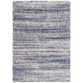 Ivory/Navy Striped Shag Area Rug Y333