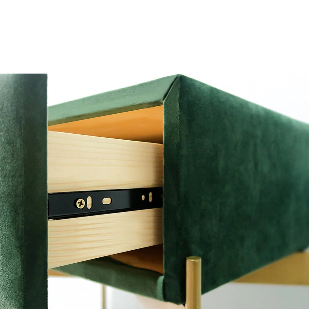 Green Velvet Upholstered Nightstand with Drawer I63262
