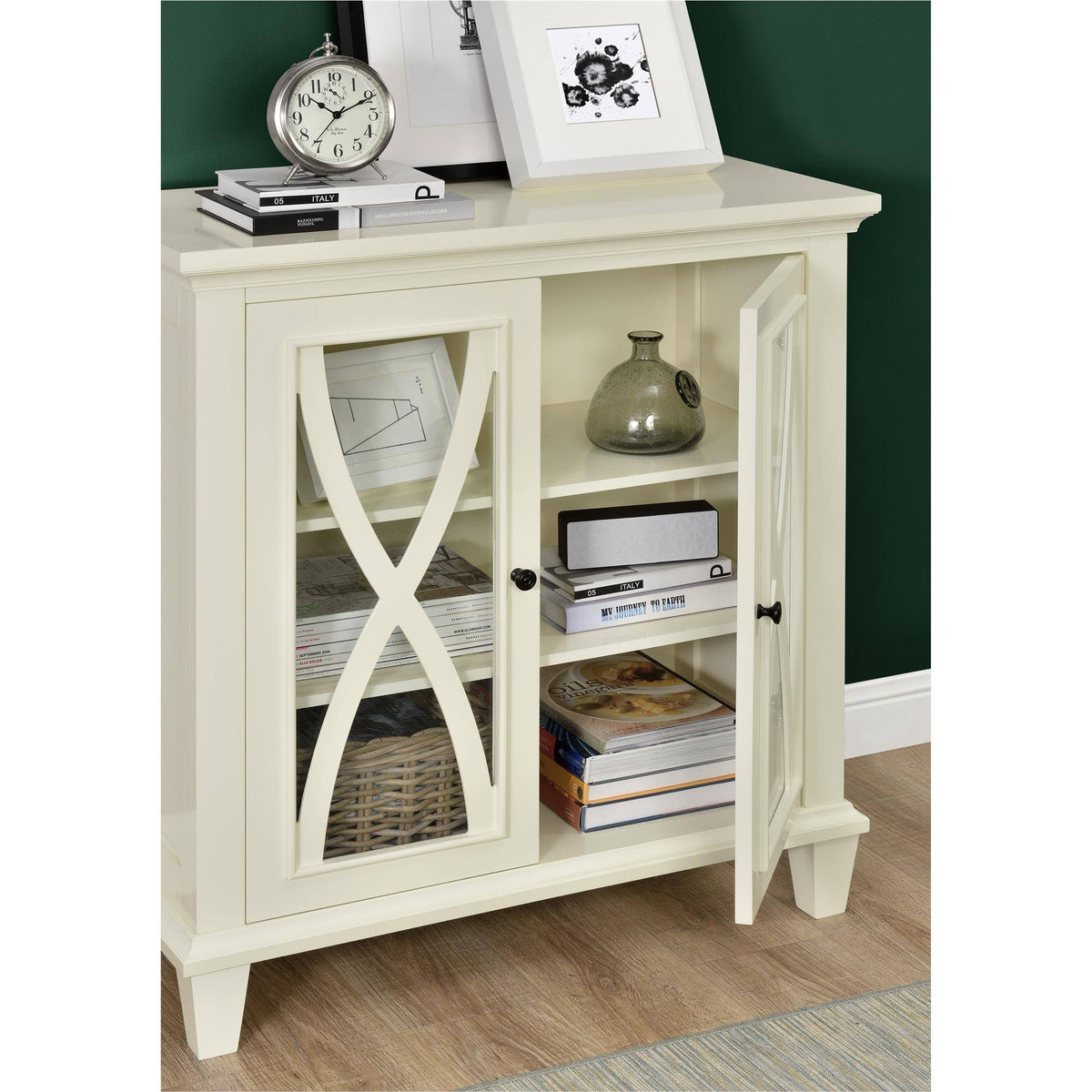 Ivory Double Door Accent Cabinet E9517