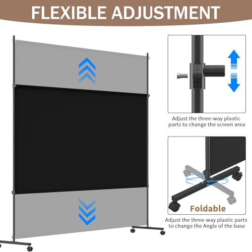 Height Adjustable Single Panel Room Divider with Caster Wheels and Brakes U579298