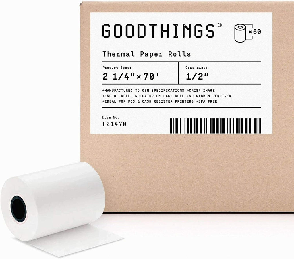 3 1/8 X 119' 50 Rolls Thermal POS Receipt Paper Roll BPA Free F86220