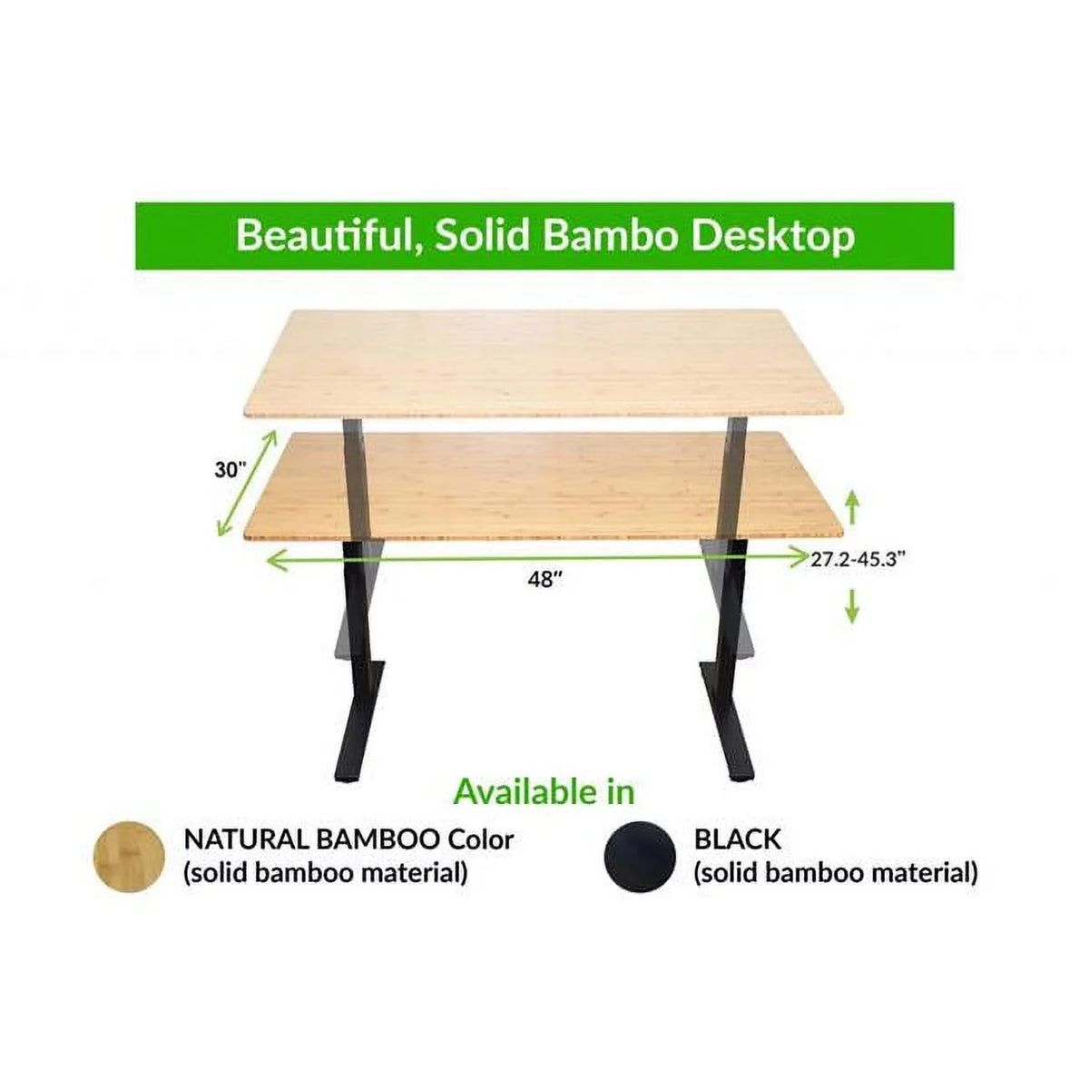 Natural Bamboo Dual Motor Adjustable Computer Desk S39564