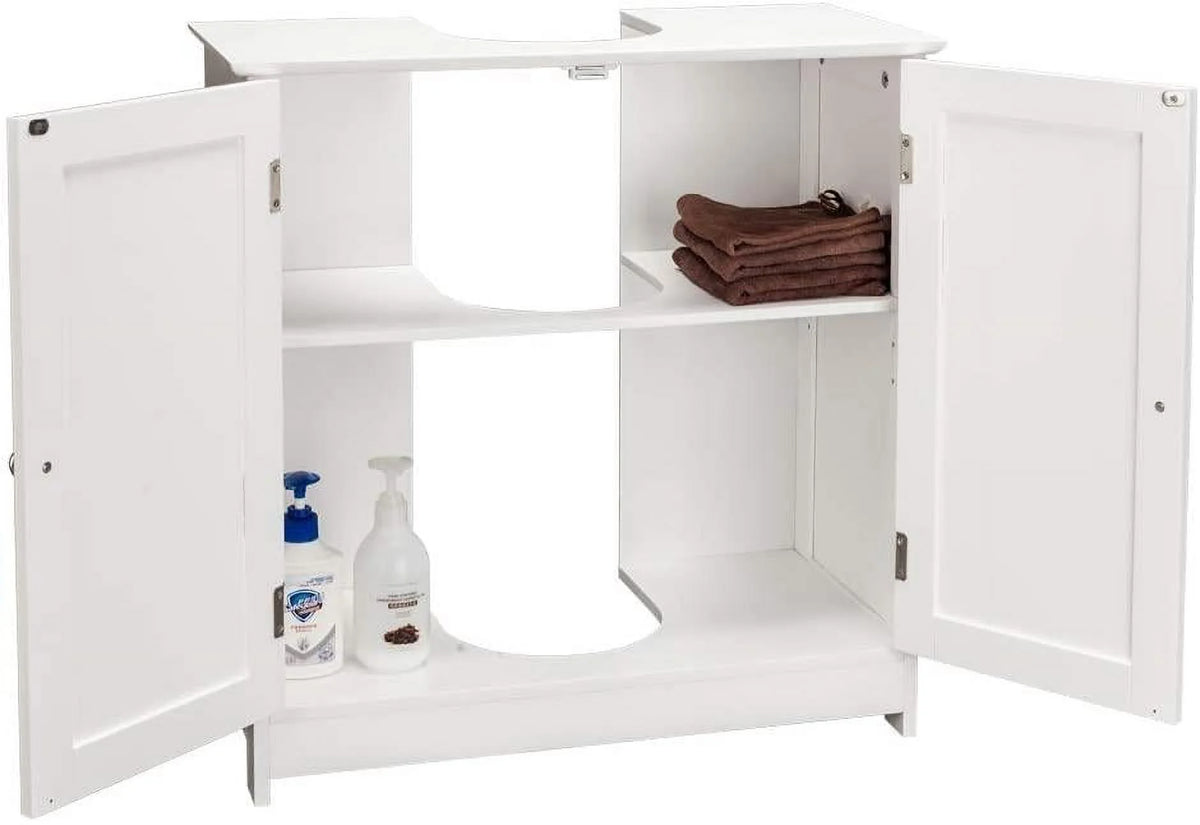 White Bathroom Vanity Cabinet with Adjustable Shelf D7262