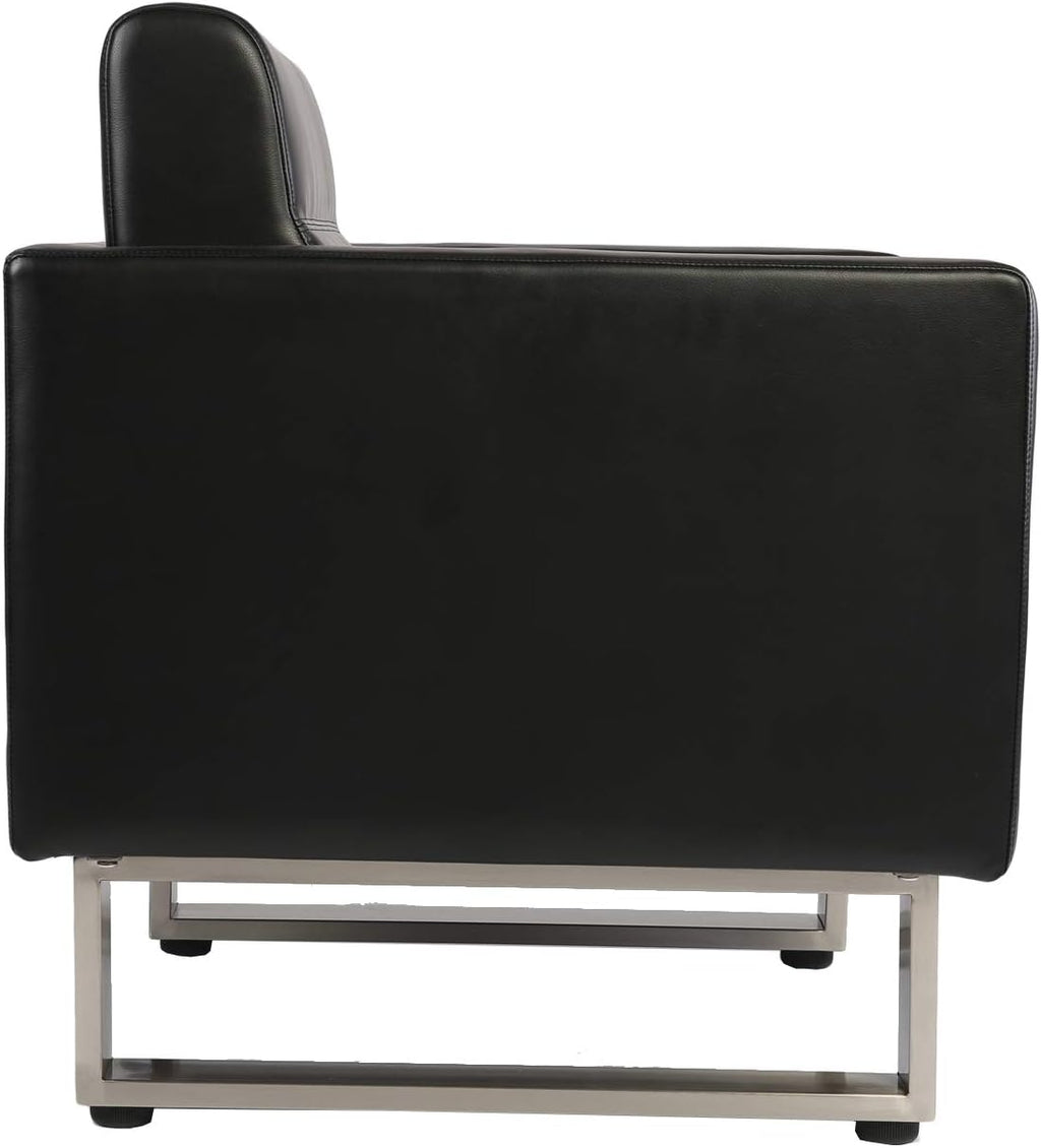 Black Leather Club Chair with Cushion A5114