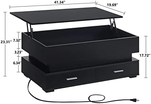 LED Lift Top Coffee Table with Charging Station W441