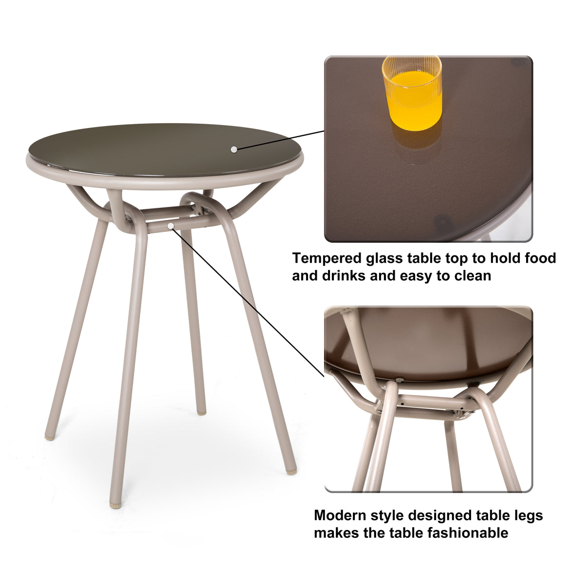 3pcs Steel Rope Bistro Set with Cushions J2117