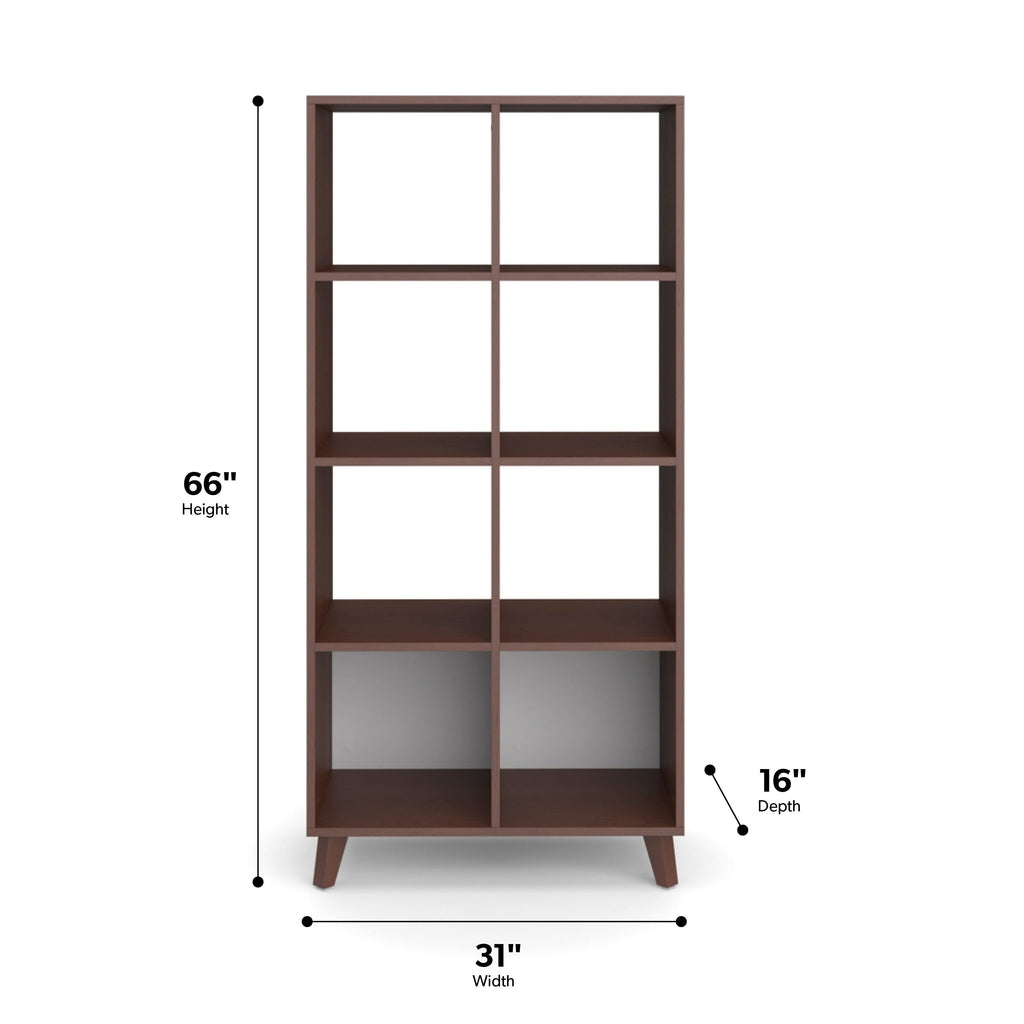 Teak Modern Cube Bookcase with Real Wood Feet Z2947