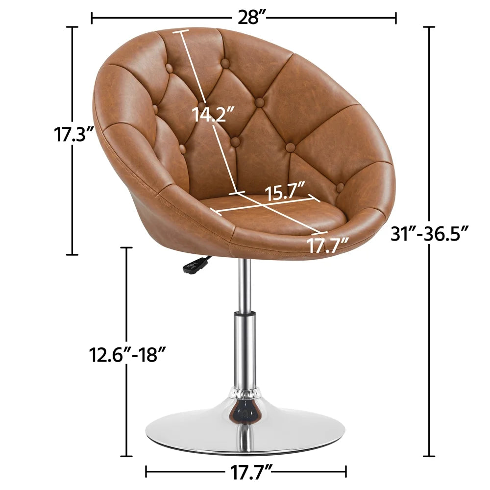 Upholstered Tufted Height Adjustable Swivel Barrel Chair C775