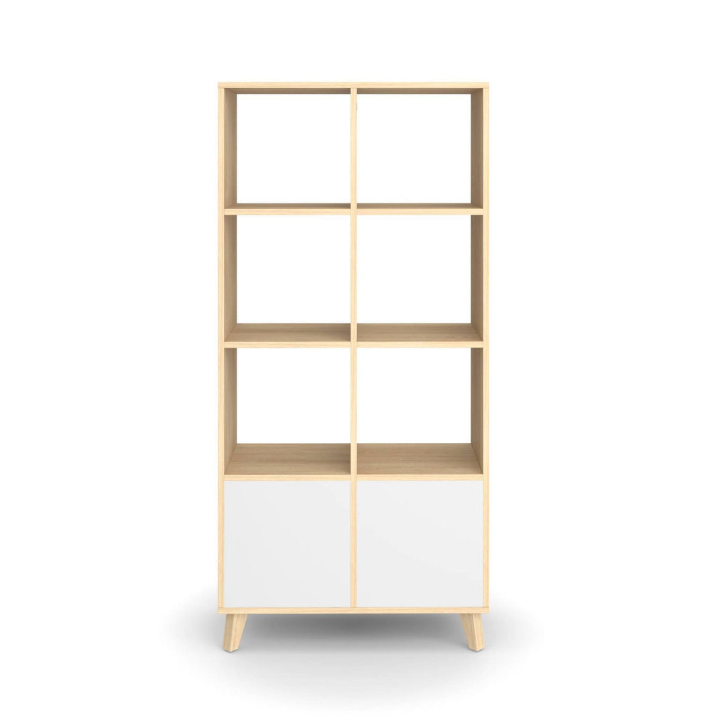 Teak Modern Cube Bookcase with Real Wood Feet Z2947