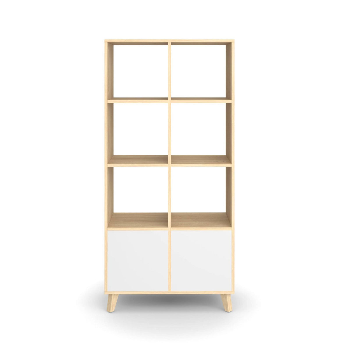 Teak Modern Cube Bookcase with Real Wood Feet Z2947