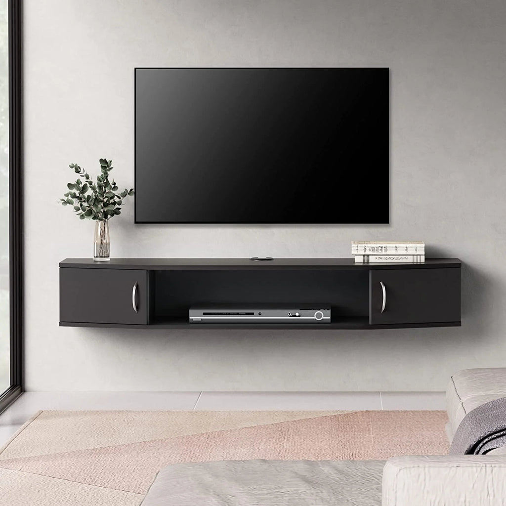 Floating TV Stand with LED Lights and Storage Cabinets P198