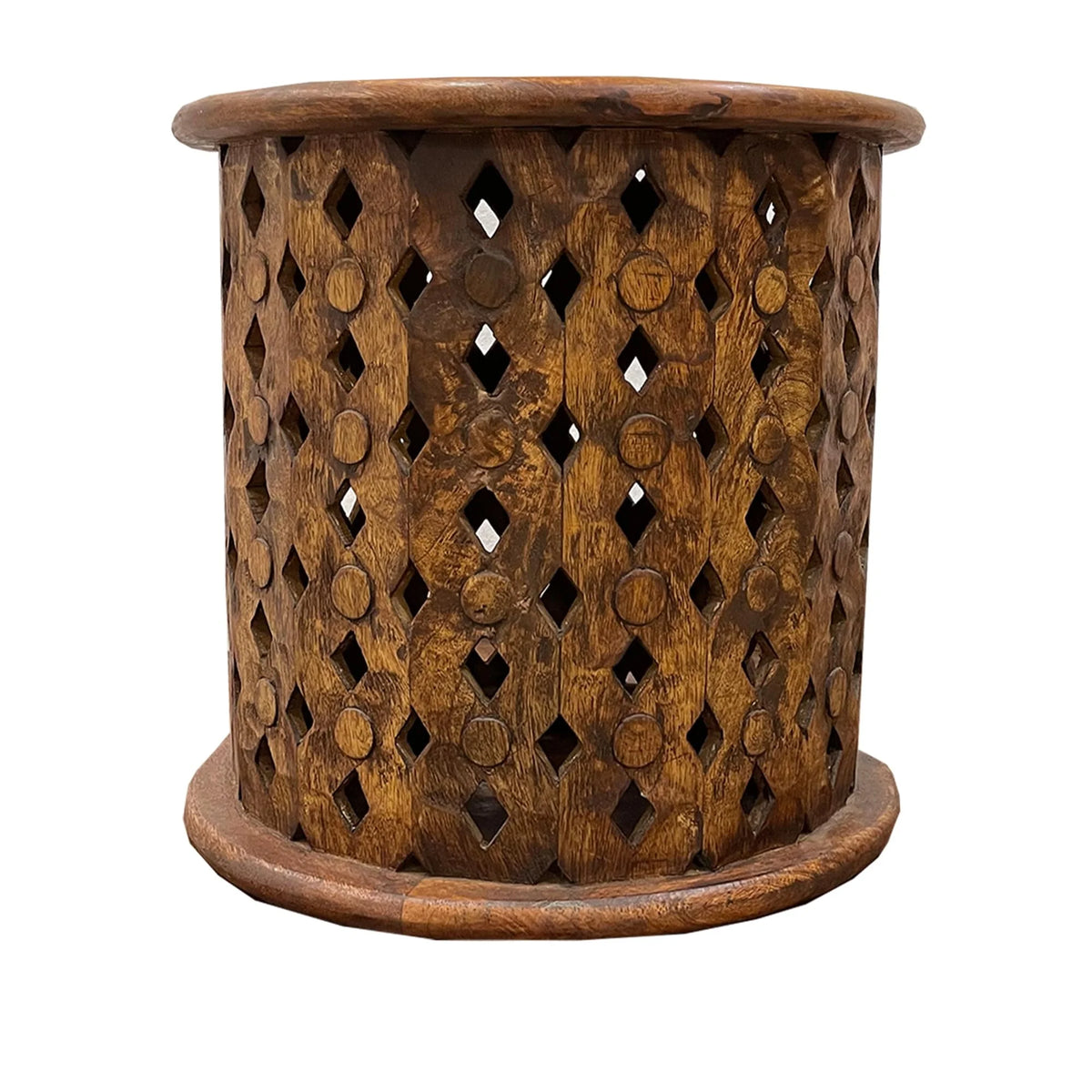 17 Inch 2 Piece Mango Wood Round Coffee Table and Side End Table Set D3572