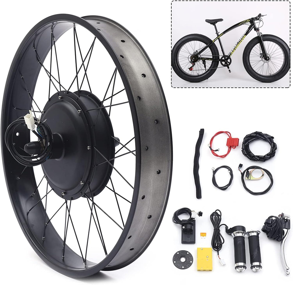 26" 48V 1500W Rear Wheel Electric Fat Tire Ebike Hub Motor Conversion Kit with LCD Display J295420