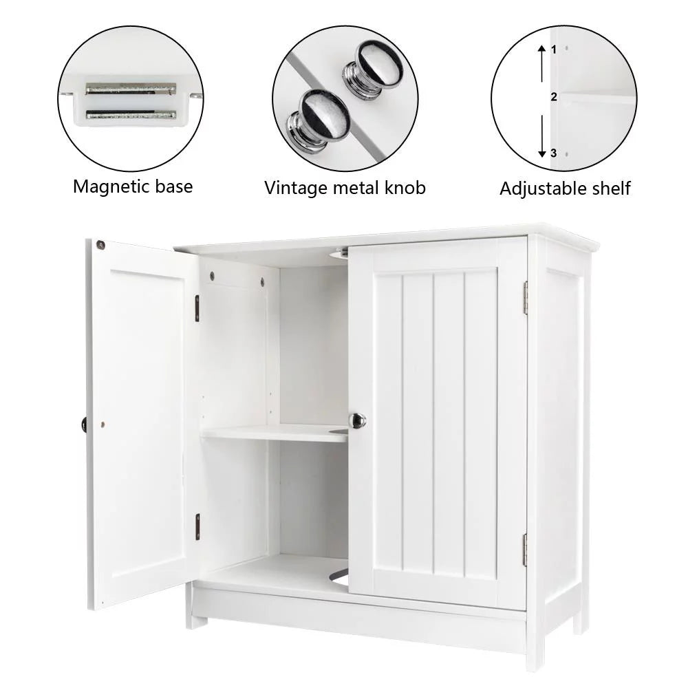 White Bathroom Vanity Cabinet with Adjustable Shelf D7262