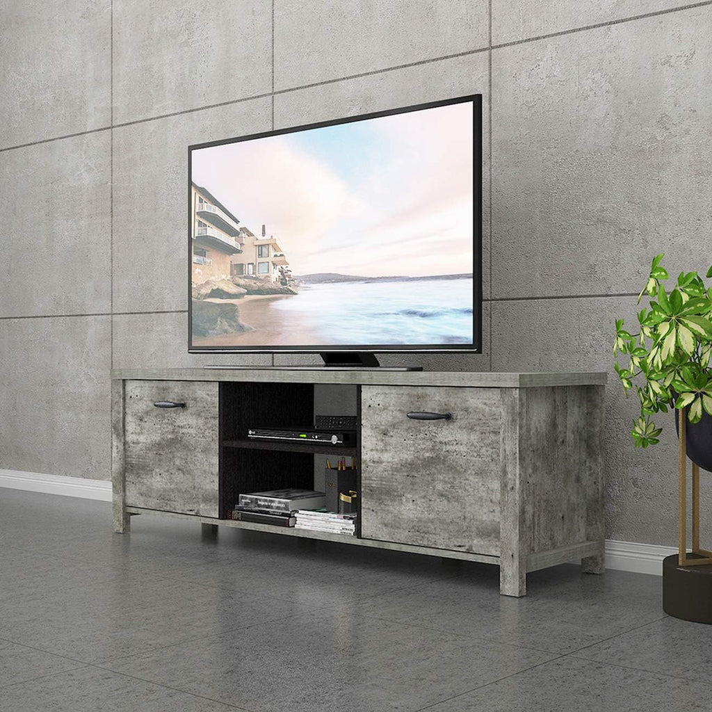 Light Grey Wood TV Stand with Two Drawers B436949