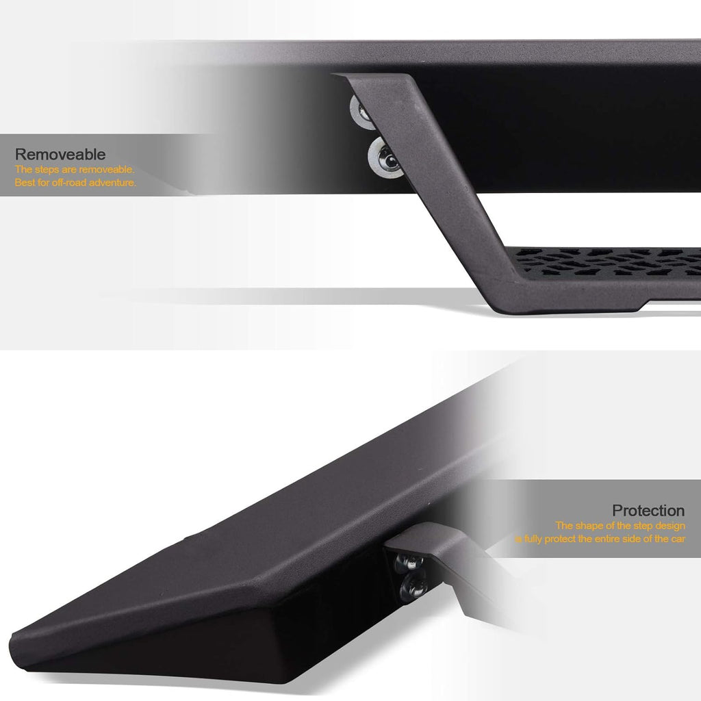 Matte Black Nerf Bars Running Boards for Ford F150 SuperCrew Cab H6200