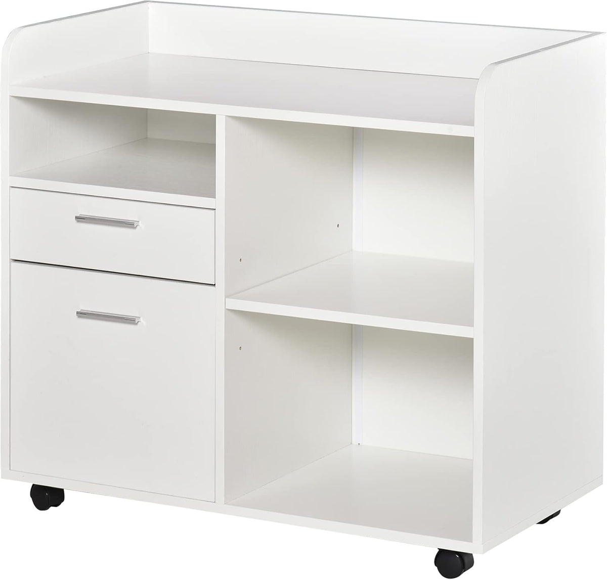 White Mobile Filing Cabinet with 2 Drawers and 3 Shelves Q7106