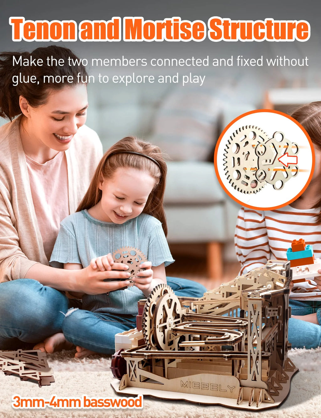 3D Wooden Puzzles Marble Run Model Building Kits with Motor B694