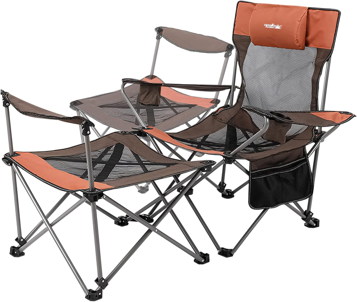 Camp Chairs for Adults Folding Beach Chairs 2 in 1 Portable Lightweight Mesh Lounger Chair with Removable Table T760129