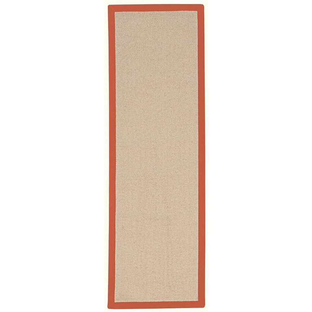 Machine Tufted Wool 2'6"x8' Rug in Natural and Burnt Orange N8866