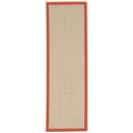 Machine Tufted Wool 2'6"x8' Rug in Natural and Burnt Orange N8866
