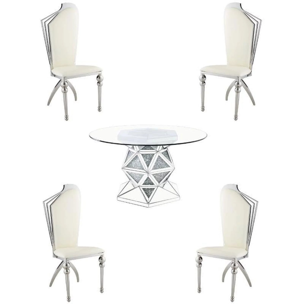 5-Piece Beige Dining Table & 4 Side Chairs C7540