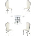 5-Piece Beige Dining Table & 4 Side Chairs C7540