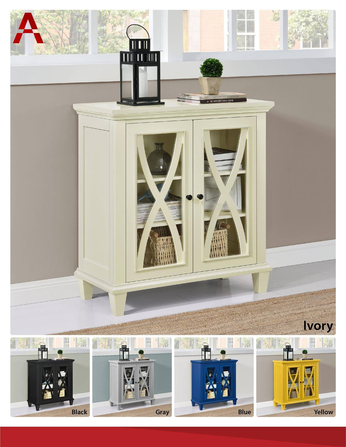 Ivory Double Door Accent Cabinet E9517