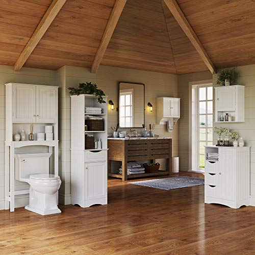 Gray Ashland Bathroom Freestanding Storage Cabinet with Three Open Shelves and Drawer S55325
