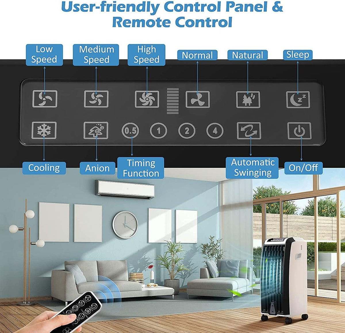 Portable 4-in-1 Evaporative Air Cooler with Humidifier L67989