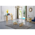 Stainless Steel Glass Top End Table with Gold Base J1991