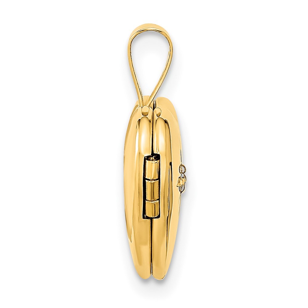 14k Gold 12mm .01ct. Diamond Photo Locket Pendant Necklace H73682