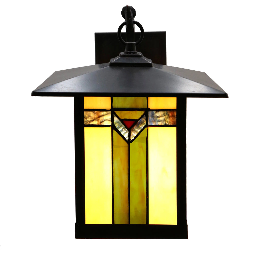 1-Light Bronzed Stained Glass Outdoor Wall Sconce O94491