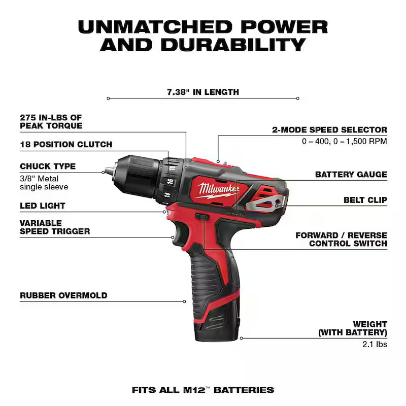 12V Cordless Drill Driver/Impact Driver Combo Kit with Two 1.5Ah Batteries S868