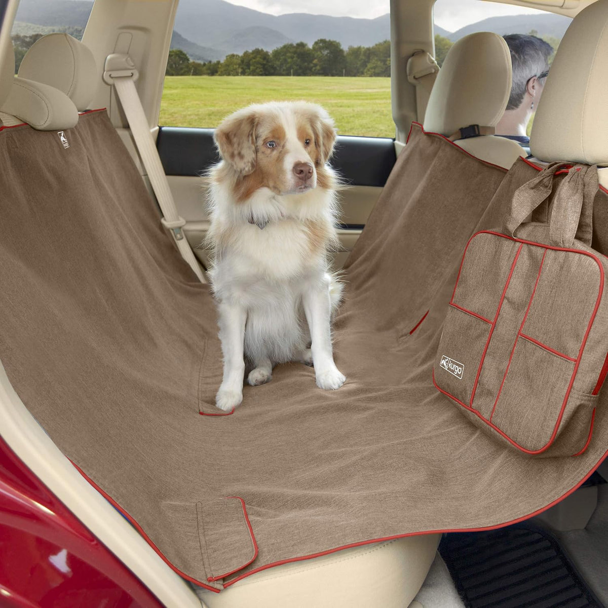 Khaki Heather Charcoal Grey Dog Car Hammock Seat Cover Pack of 2 I958497