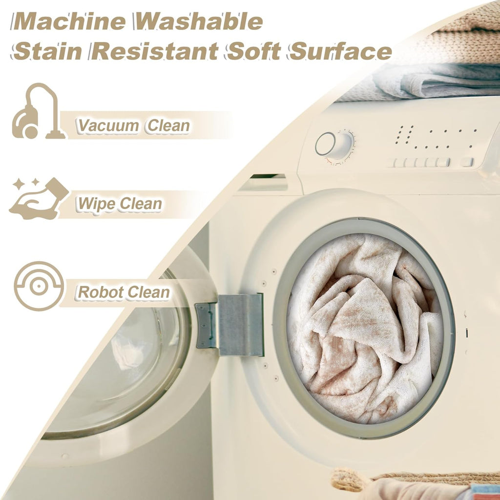 Beige 8x10 Washable Area Rug E811665