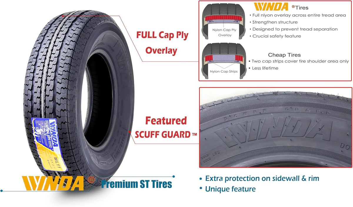 4 New Premium Trailer Tires ST 205 75R15 8-Ply Load Range D Steel Belted Radial A5518