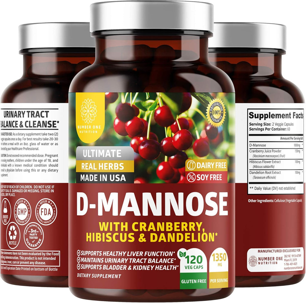 120 Veg Caps D Mannose with Cranberry and Hibiscus C3958