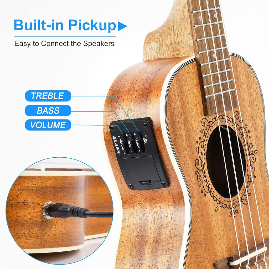 Mahogany 23 inch Concert Ukulele and Electric Acoustic Tenor Ukulele Bundle M33206