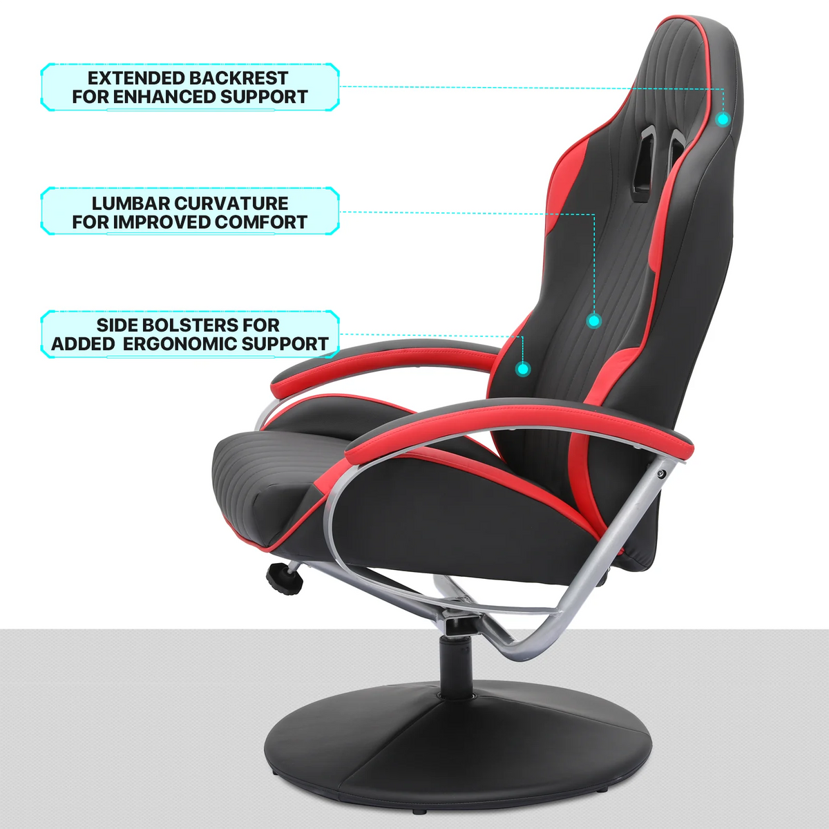 Red Adjustable Upholstered Swivel Recliner with Ottoman E99960