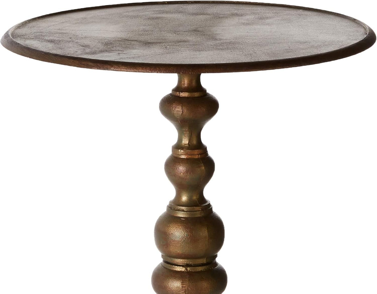 Antique Brass Finish Cast Metal Accent Side Table J896273