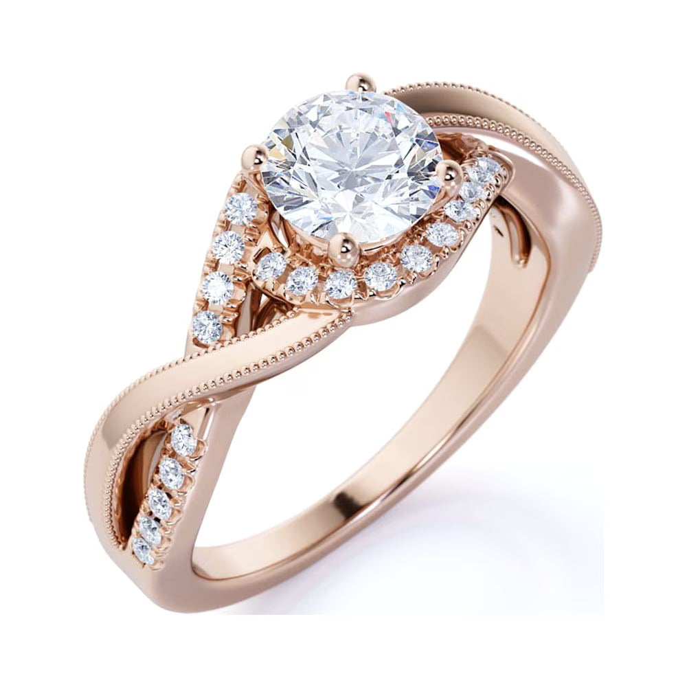 10K Rose Gold Twisted Band Engagement Ring D67827