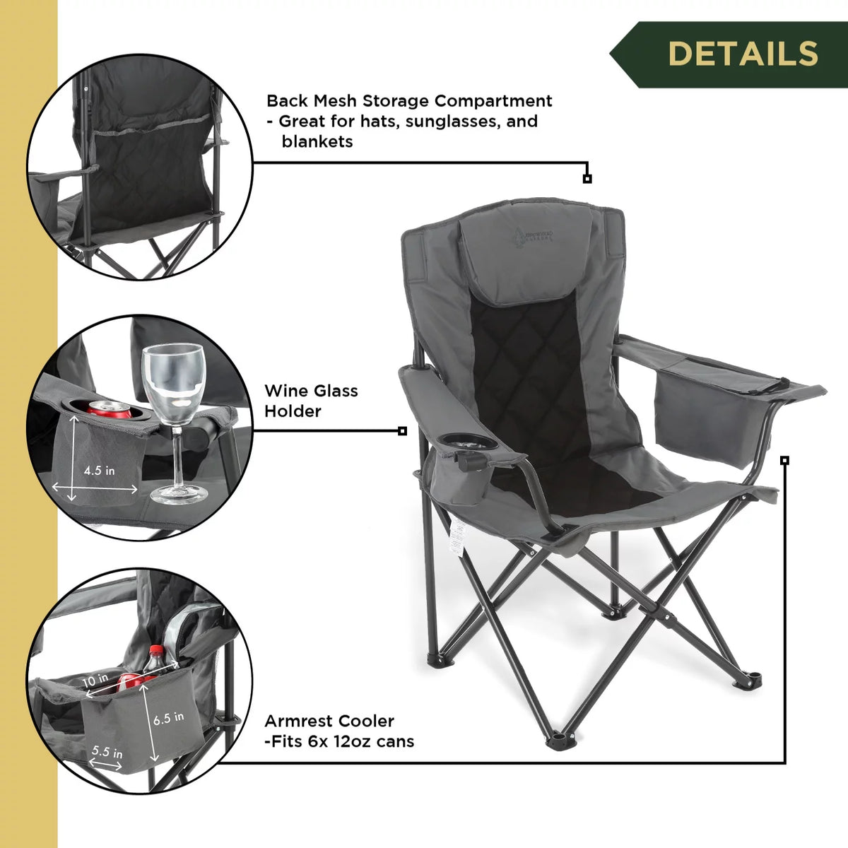 Folding Camping Quad Chair with Cooler and Carrying Bag T49514