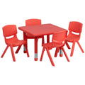 Red 5-Piece Table and Chair Set J563