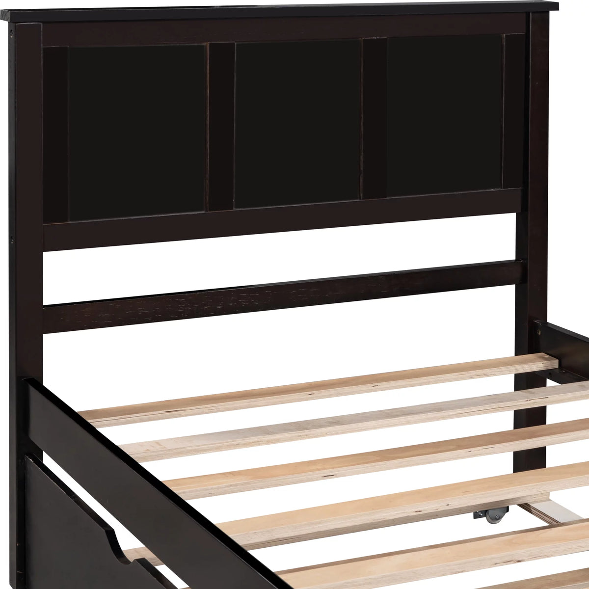 Wood Twin Platform Bed with Headboard & Trundle L1825