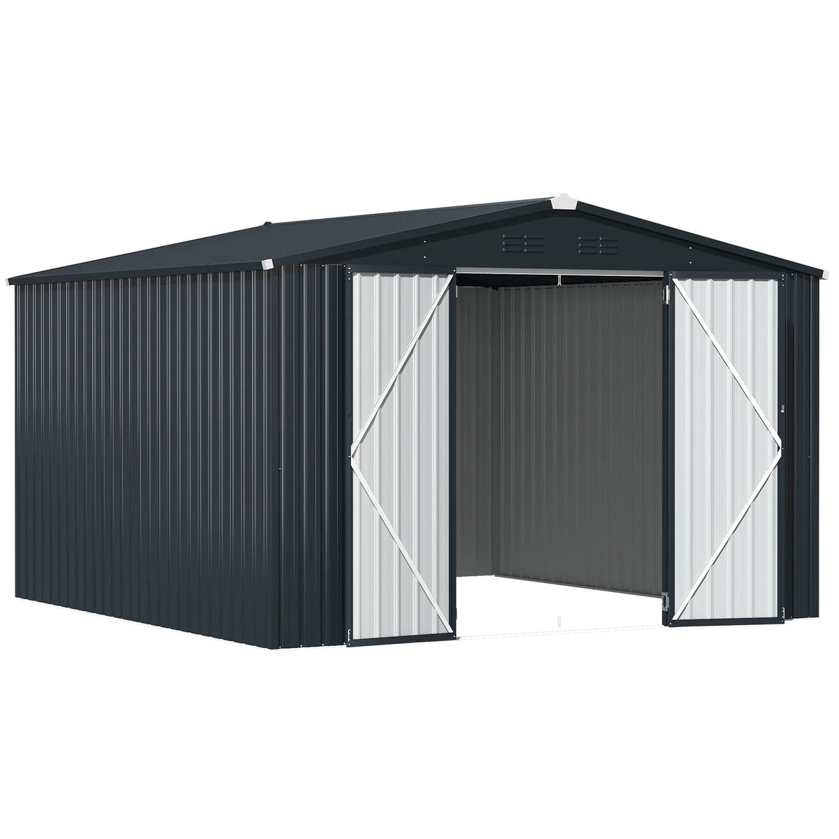 10' x 12' Gray Metal Storage Shed M27935